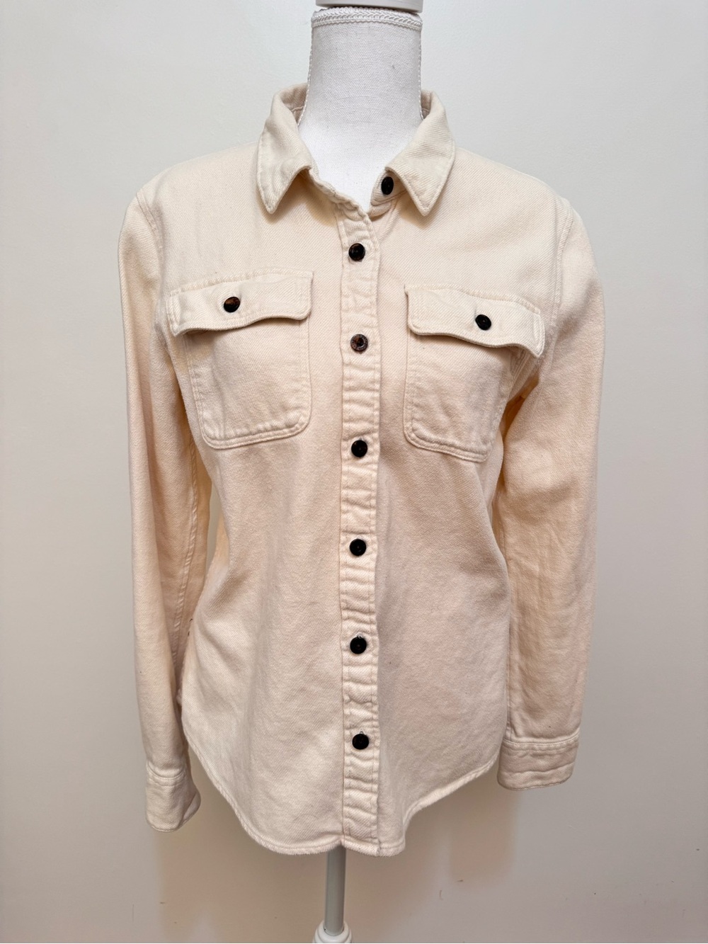 Patagonia Fjord Flannel Shirt Women Small Ivory Organic Cotton Button Up